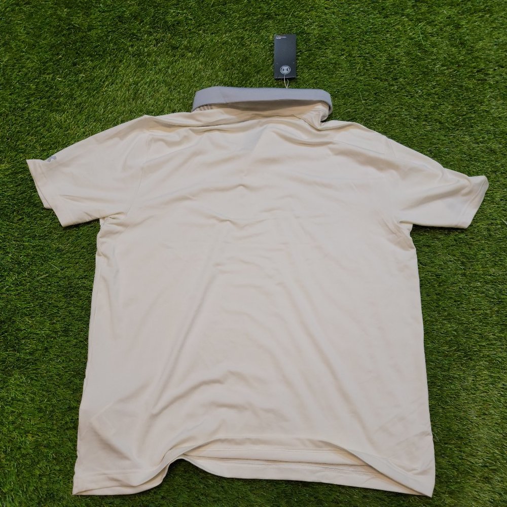 Mens Under Armour XL Heatgear Golf Polo White and Grey